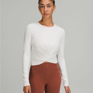 lululemon athletica Long Sleeve Twist Front Top in White